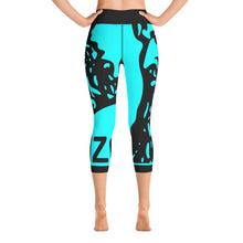 Load image into Gallery viewer, ARIZA Teal Stamp Yoga Capri Leggings