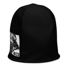 Load image into Gallery viewer, Black with White Logo All-Over Print Beanie
